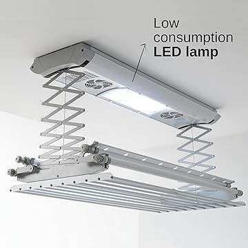 Smart Electric Drying Rack with Four Poles- Remote Control Lifting- LED Lighting & Air Drying