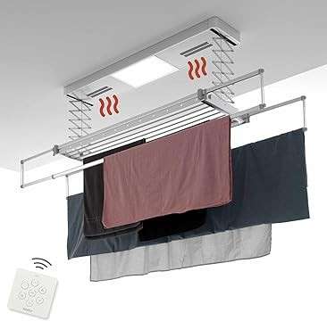Smart Electric Drying Rack with Four Poles- Remote Control Lifting- LED Lighting & Air Drying