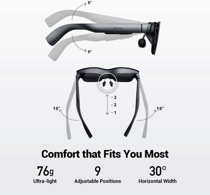 RayNeo Air 2 AR Glasses - 201" Micro OLED- 120Hz- 1080P XR - Compatible with iPhone 15- Android- ...