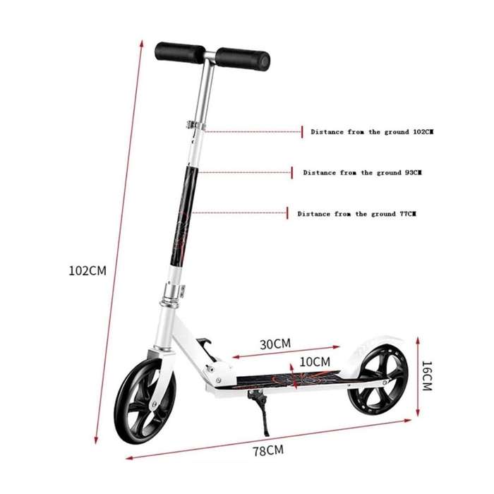 Foldable Aluminum Scooter with Adjustable Handlebar & PU Wheels Black