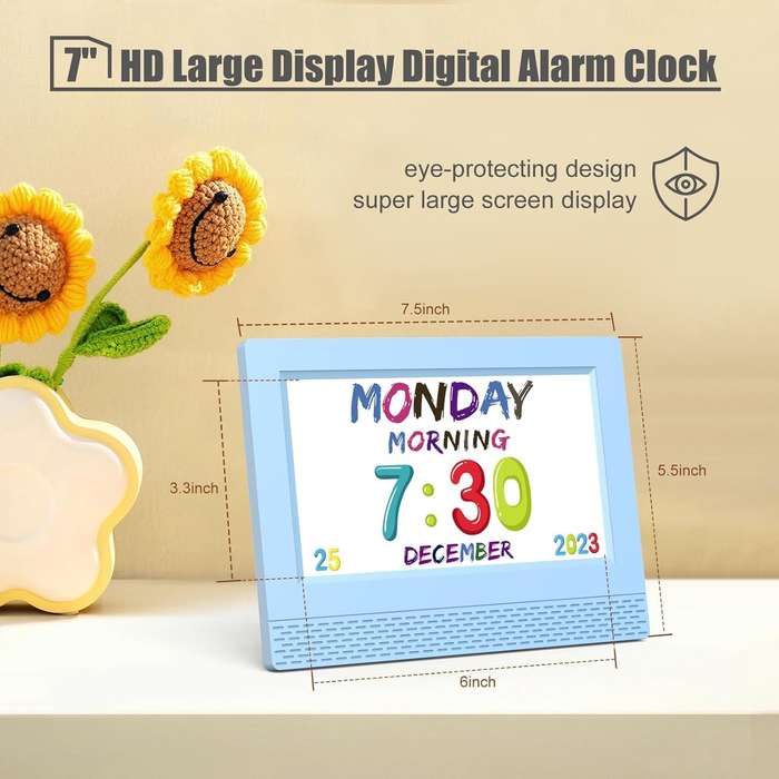 Kids Digital Alarm Clock - Available in Various Colours Light Green