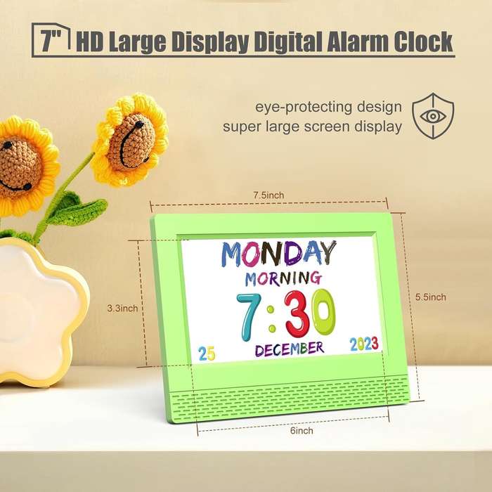 Kids Digital Alarm Clock - Available in Various Colours Light Green