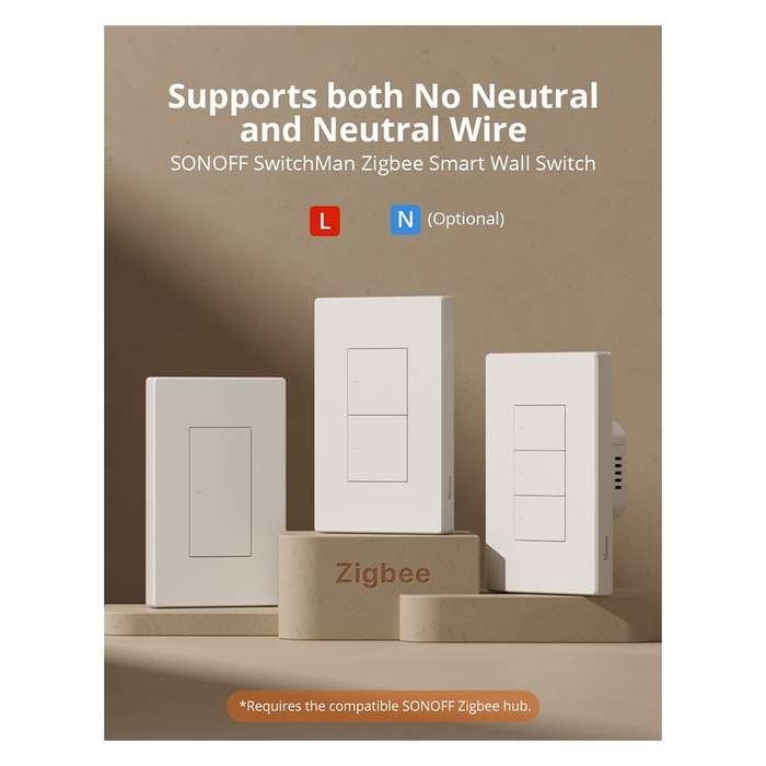 SONOFF ZBM5 Zigbee Smart Switch  No Neutral & With Neutral Compatible 2 Gang