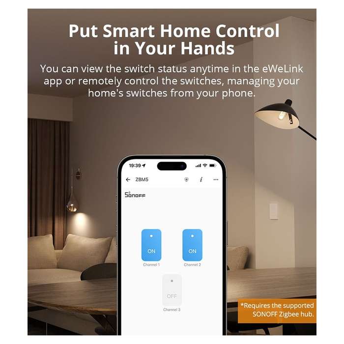SONOFF ZBM5 Zigbee Smart Switch  No Neutral & With Neutral Compatible 2 Gang