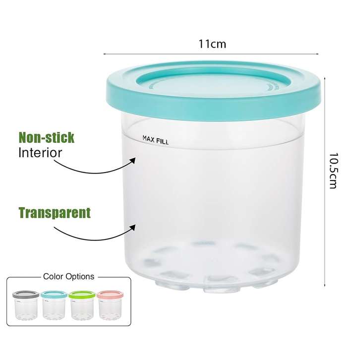 Ninja Creami NC301 Pint Containers and Lids with Spoons (Set of 4) - Includes Ice-Cream Scoop