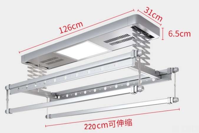 Smart Electric Drying Rack with Four Poles- Remote Control Lifting- LED Lighting & Air Drying