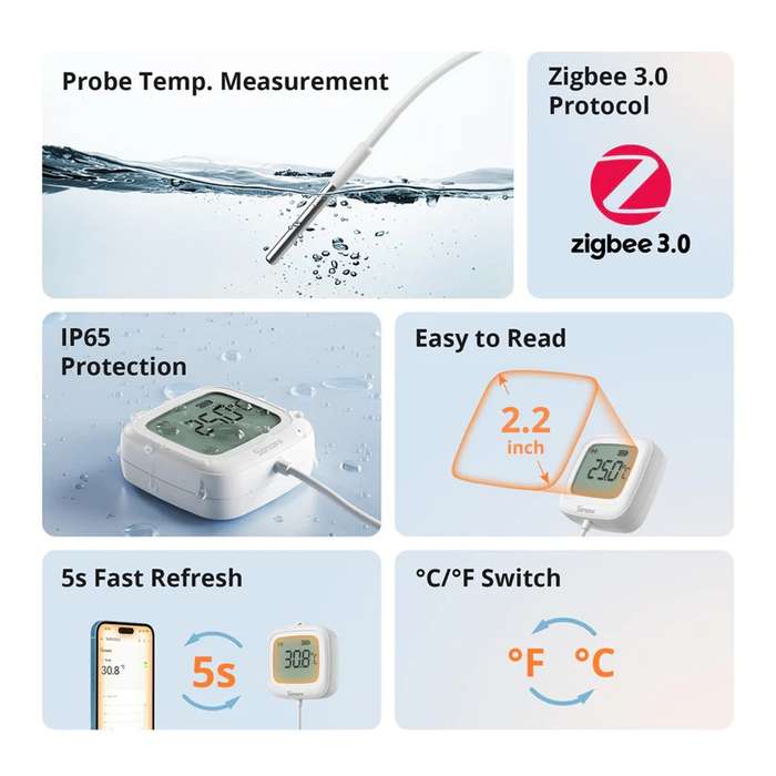 SONOFF SNZB-02LD IP65 Zigbee LCD Smart Thermometer (Probe Version)
