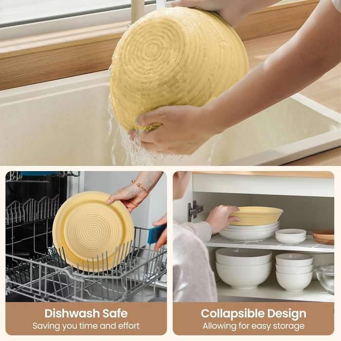 Silicone Sourdough Proofing Basket | 9 Round Collapsible | Food-Grade - Non-Stick & Oven-Safe