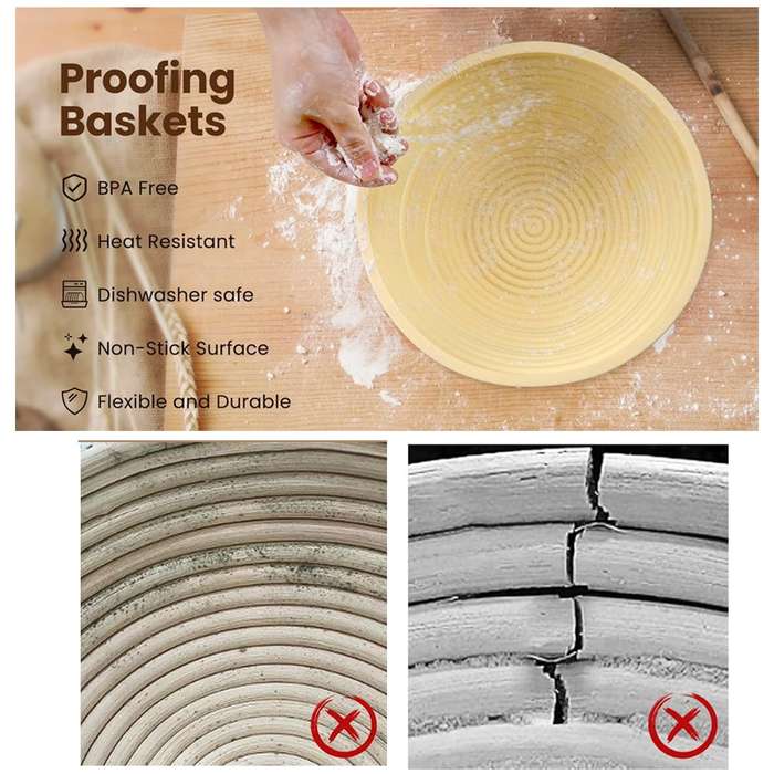 Silicone Sourdough Proofing Basket | 9 Round Collapsible | Food-Grade - Non-Stick & Oven-Safe