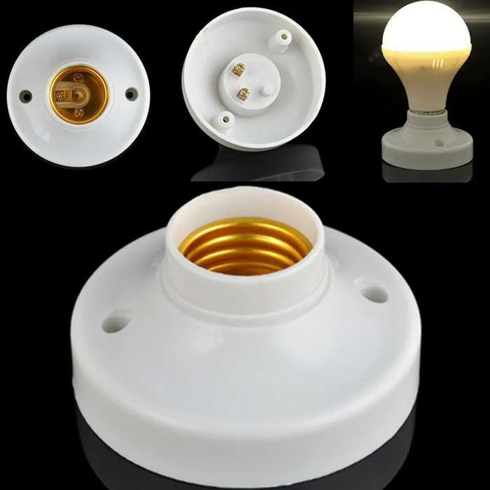E27 Lamp Base  Durable White Plastic Light Socket Base