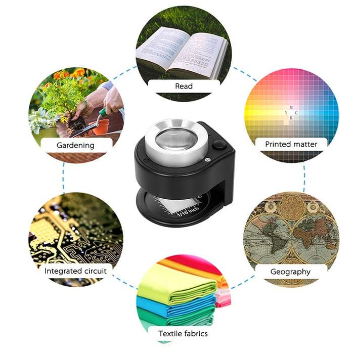 30× Optical Glass Folding Loupe  Full-Metal Linen Tester with 3 LED Lights & Thread Counter