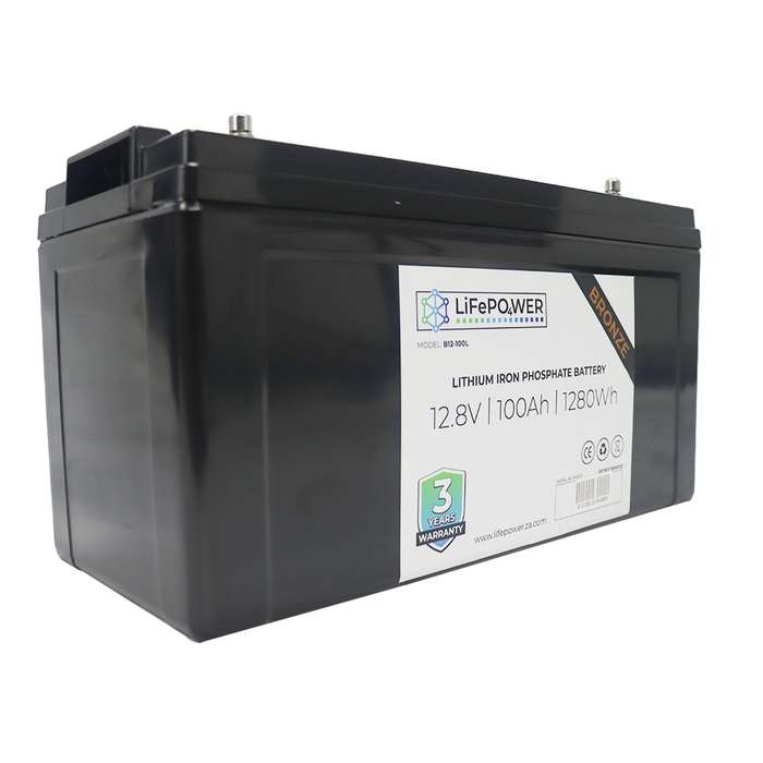Refurbished LifePower Bronze 12V 100Ah 1.2kWh Lithium Ion LiFePO4 Battery (2nd Life Cells) - 6 Mo...