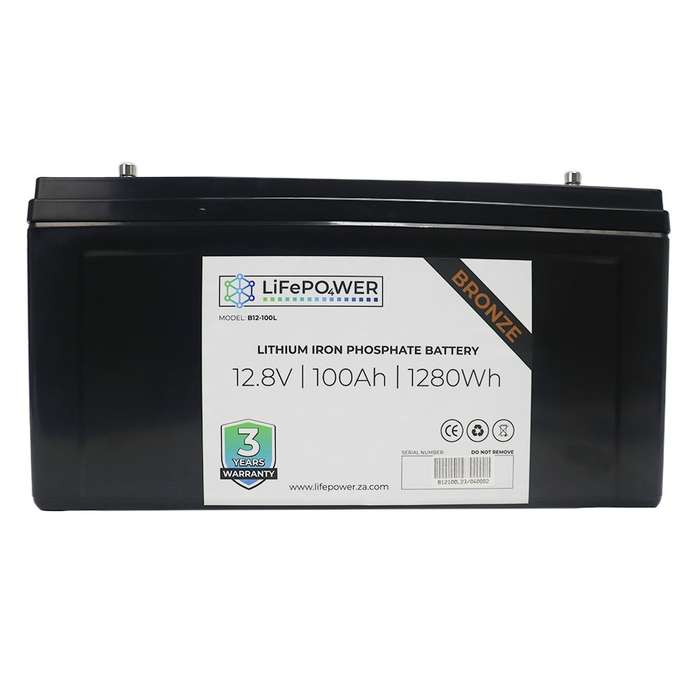 Refurbished LifePower Bronze 12V 100Ah 1.2kWh Lithium Ion LiFePO4 Battery (2nd Life Cells) - 6 Mo...