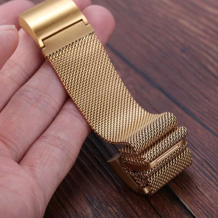 Fitbit Charge 2 Stainless Steel Band - Adjustable Replacement Strap with Magnetic Lock - Gold