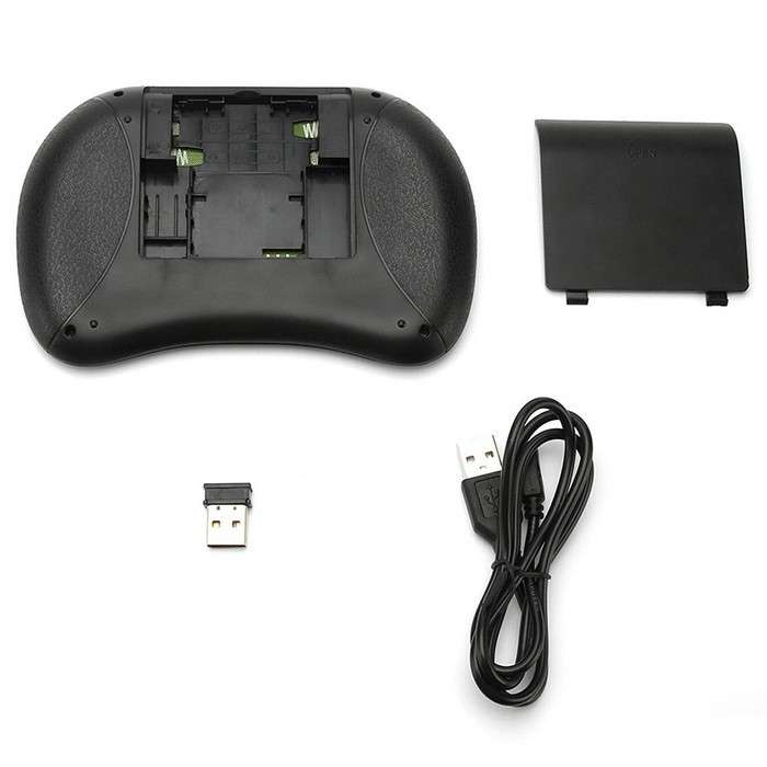 i8 Mini Wireless Keyboard (Backlit) - with Touchpad and Infrared Remote Control (Rechargeable Bat...