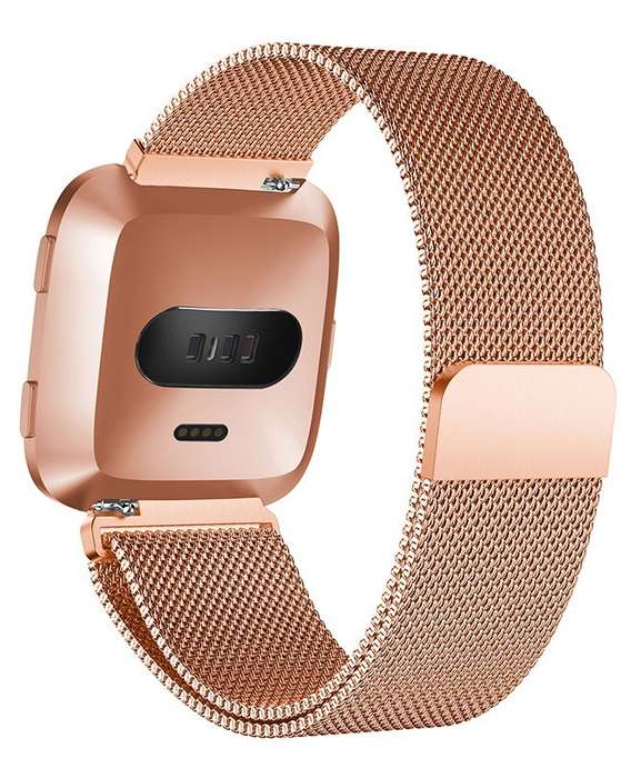Fitbit Versa Magnetic Milanese Loop Stainless Steel Watch Band - Rose Gold