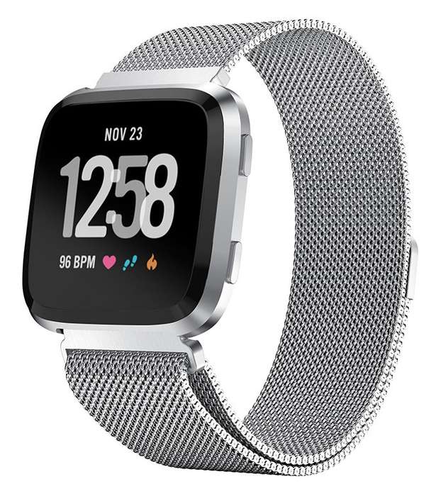 Fitbit Versa Magnetic Milanese Loop Stainless Steel Watch Band - Silver