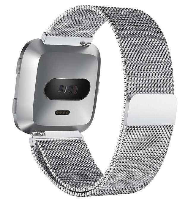 Fitbit Versa Magnetic Milanese Loop Stainless Steel Watch Band - Silver