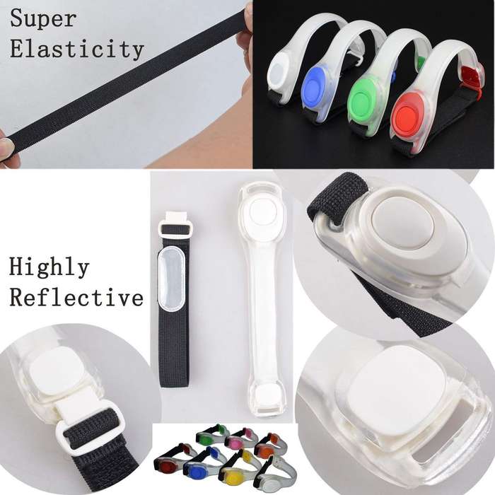 Safety LED Light Arm Band Reflective Silicon Strap-White