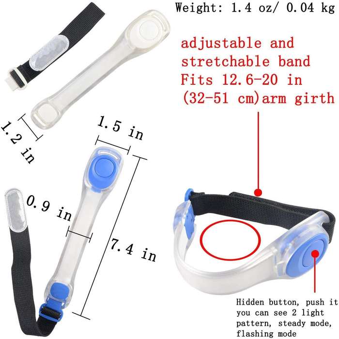 Safety LED Light Arm Band Reflective Silicon Strap-White