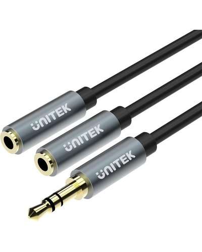UNITEK Y-C956ABK audio cable 0.2 m 3.5mm 2 x Black, Grey 3.5MM AUX Audio Cable, Male to Female