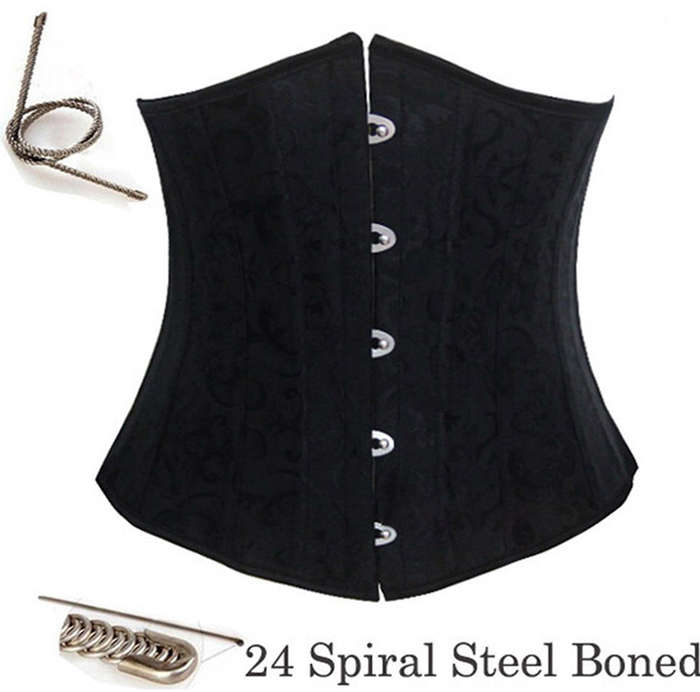 Waist Cincher Corset Body Shaper Girdle, Steel Bone Waist Training Corset, 24 Spiral Steel Boned Brocade Corset, #N8268