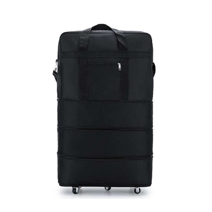 3Layer Suitcase Bag Foldable Rolling Luggage Bag  (Black)