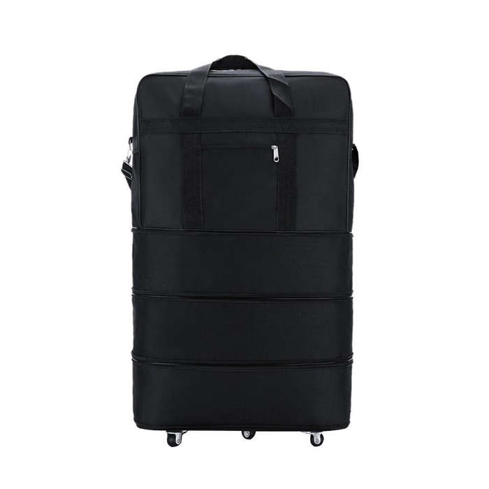 3Layer Suitcase Bag Foldable Rolling Luggage Bag  (Black)