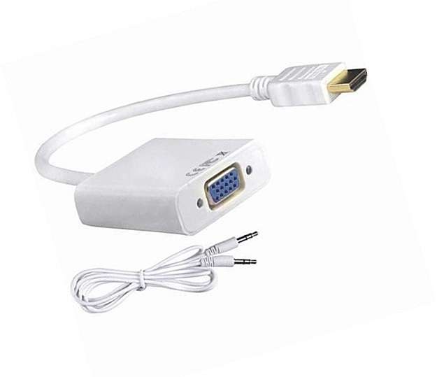 White HDMI To VGA Video Adapter With Audio