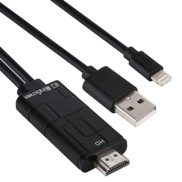 MiraScreen LD10-L Right Angled 8-Pin to HDMI 1080P Display Adapter