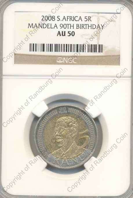 *#* 2008 R5 90th Mandela Birthday AU50 Slabbed *#*