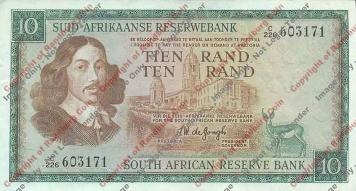 *#* TW de JONGH - 1st Issue - 10 Rand Afr/Eng - EF *#*