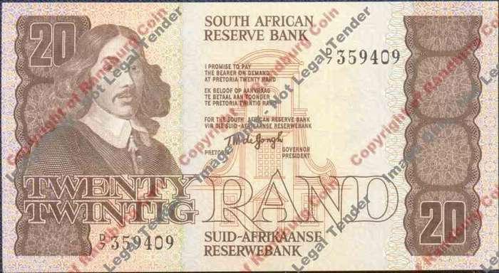 *#* TW de JONGH - 4th Issue - 20 Rand - UNC *#*