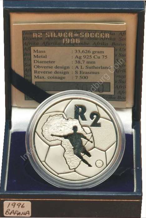 *#* SA Silver R2 Proof 1996 Bafana Bafana _Mintage 2 690*#*