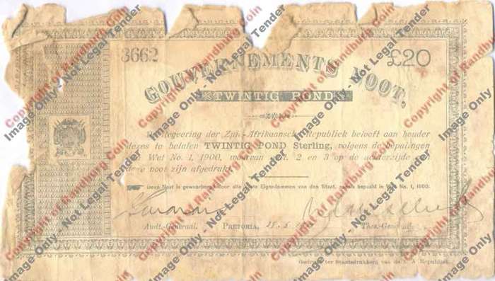 *#* Gouvernements Noot Pretoria Twintig Pond 1900 *#*