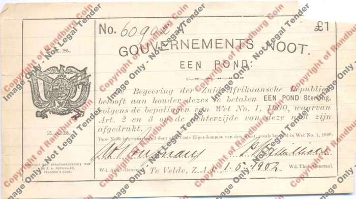 *#* Gouvernements Noot Te Velde Een Pond 1.5.1902 - 60902  - Missing top right corner *#*