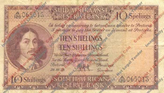 *#* MH DE KOCK - 3rd Issue - Ten Shillings Afr/Eng - VF - a bit dirty *#*