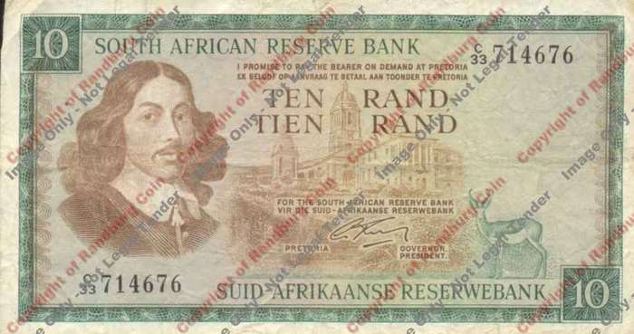 *#* G RISSIK - 2nd Issue - 10 Rand Eng/Afr - VF - dirty *#*