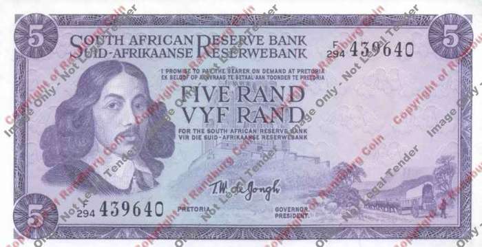 *#* TW de JONGH - 3rd Issue - 5 Rand Eng/afr - UNC *#*