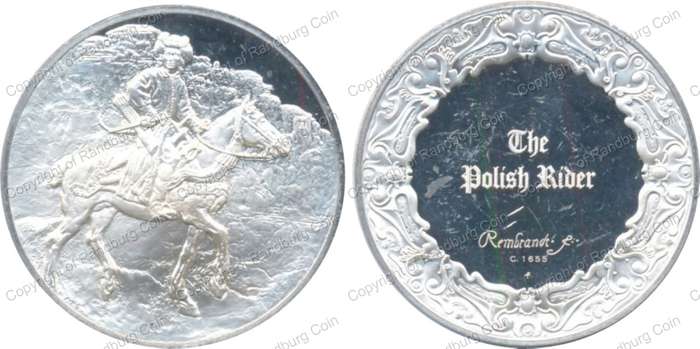 *#* FREE SHIPPING - Rembrand Art Silver 2oz Medallion - The Polish Rider *#*
