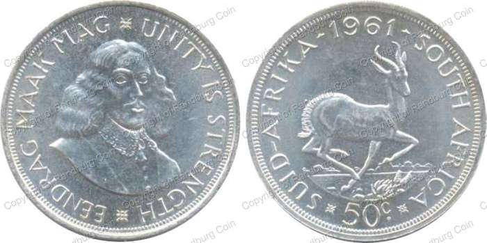*#* 1961 RSA1st Decimal Ungraded Silver 50 Cents *#*