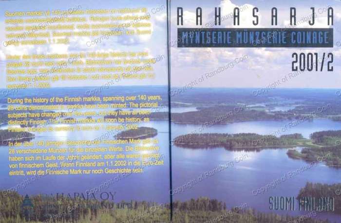 *#* Finland 2001 Last Year of the Markka UNC Coin set  *#*
