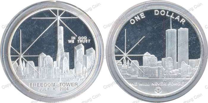 *#* Northern Mariana Islands - Silver Plated Bronze Proof Dollar - Freedom Tower *#*