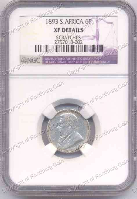 *#* 1893 NGC SIXPENCE SLABBED XF DETAILS SCRATCHES  *#*