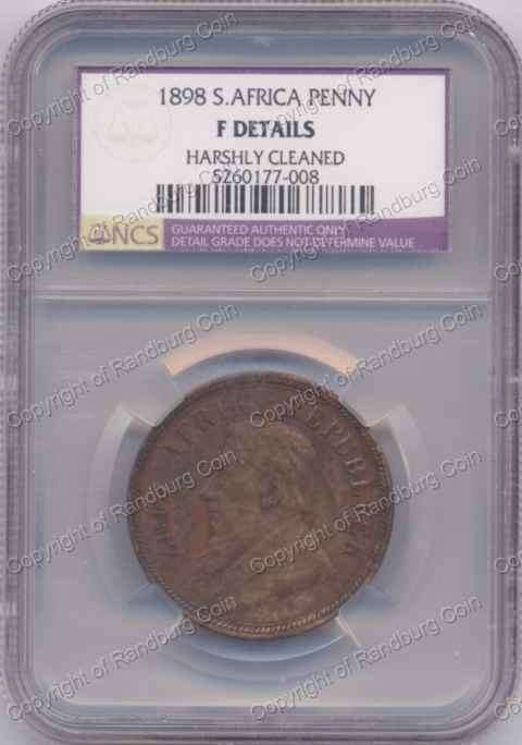 *#* 1898 PENNY NCS SLABBED F DETAILS - Harshy Cleaned *#*