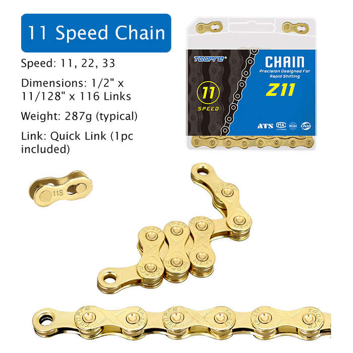 Toopre Premium 11 Speed Gold Bicycle Chain