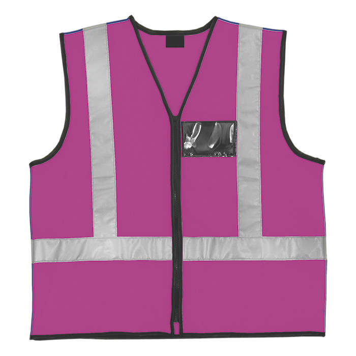 Reflective Jacket with Zip and ID Pouch - Various Colours Pink L