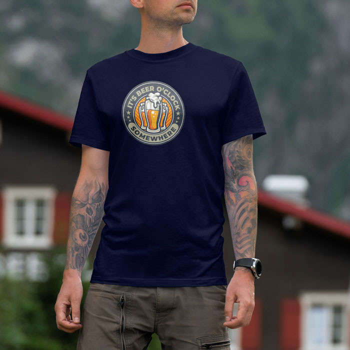 TON "Beer O'Clock" Unisex Premium T-Shirt - Navy 2XL