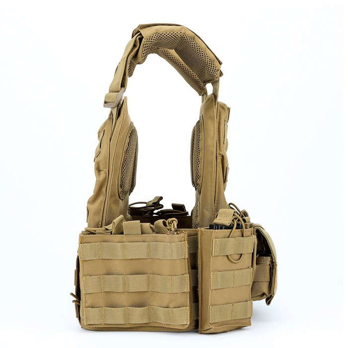 TacSpec Recon MOLLE Plate Carrier Vest w/ Pouches - Various Tan
