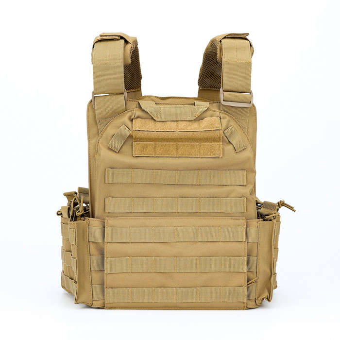 TacSpec Recon MOLLE Plate Carrier Vest w/ Pouches - Various Tan
